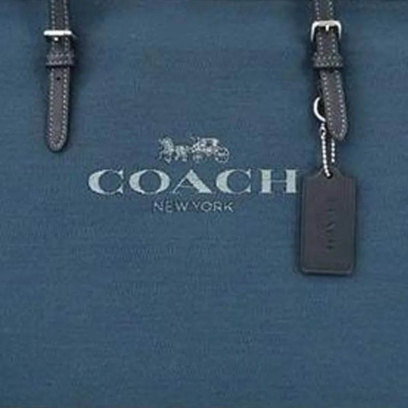 COACH Zip Top Tote Canvas Tote Bag, Shoulder Bag Large Size Women's Navy Blue-4