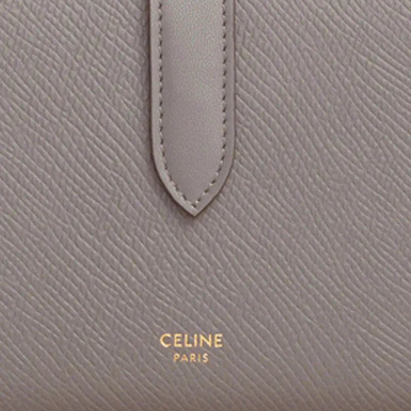 CELINE Grained Calfskin Wallet Medium Size Women's Egg Stone Color-4