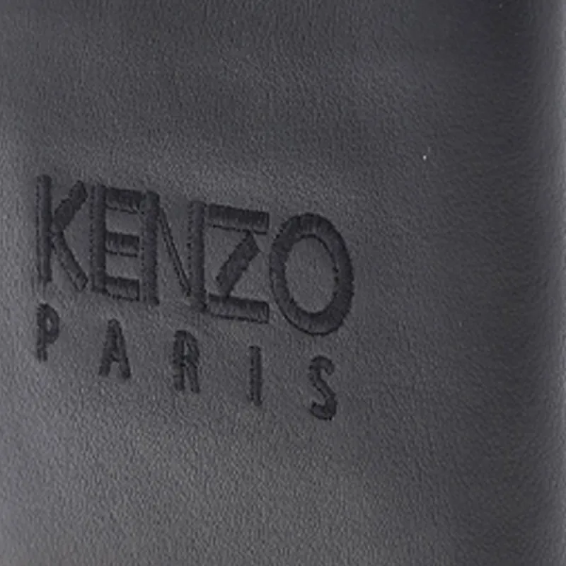 KENZO Cow Leather Card Holder Wallet Men's Black-4
