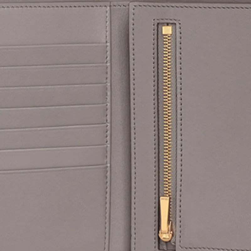 CELINE Grained Calfskin Wallet Medium Size Women's Egg Stone Color-5