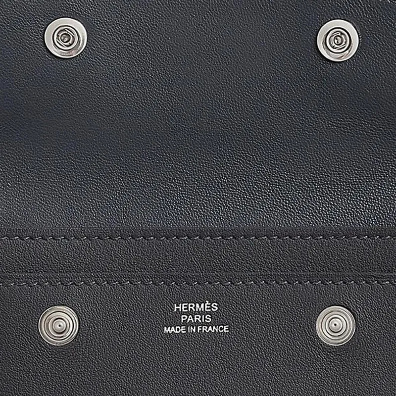 HERMES Hermèsnap Swift Leather Card Holder Women's 85 Ardoise Slate Gray-2