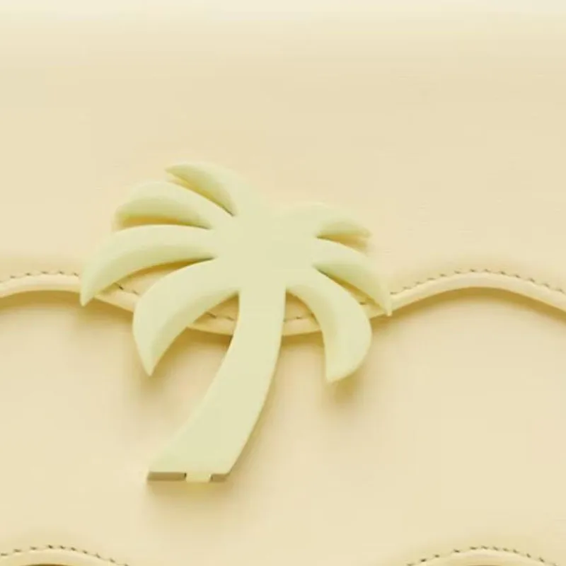 PALM ANGELS Grained Calfskin Shoulder Bag Women's Yellow-3