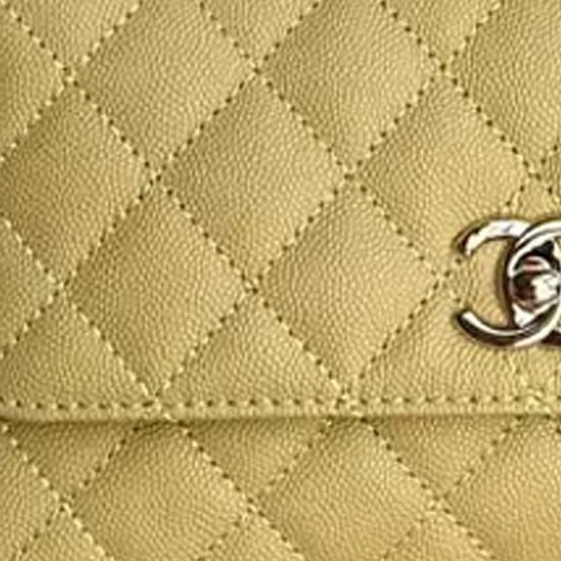 CHANEL Coco Handle Embossed Calfskin Flap Bag, One Shoulder Handbag Women's Yellow-3