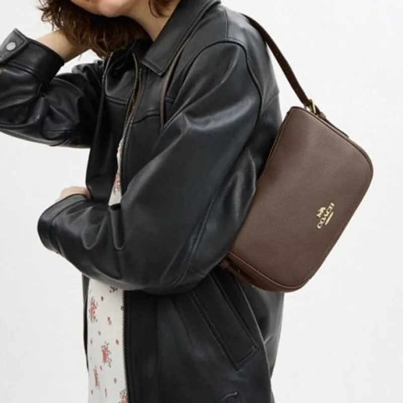 COACH Kailey Cow Leather Shoulder Bag Medium Size Women's Dark Umber-4