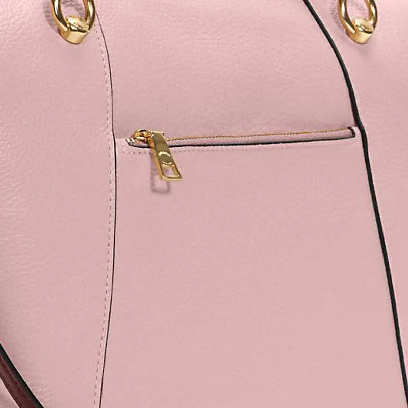 COACH Kacey Genuine Leather Briefcase Shoulder Bag Crossbody Bag Handbag Medium Size Women's Pink & Burgundy-4