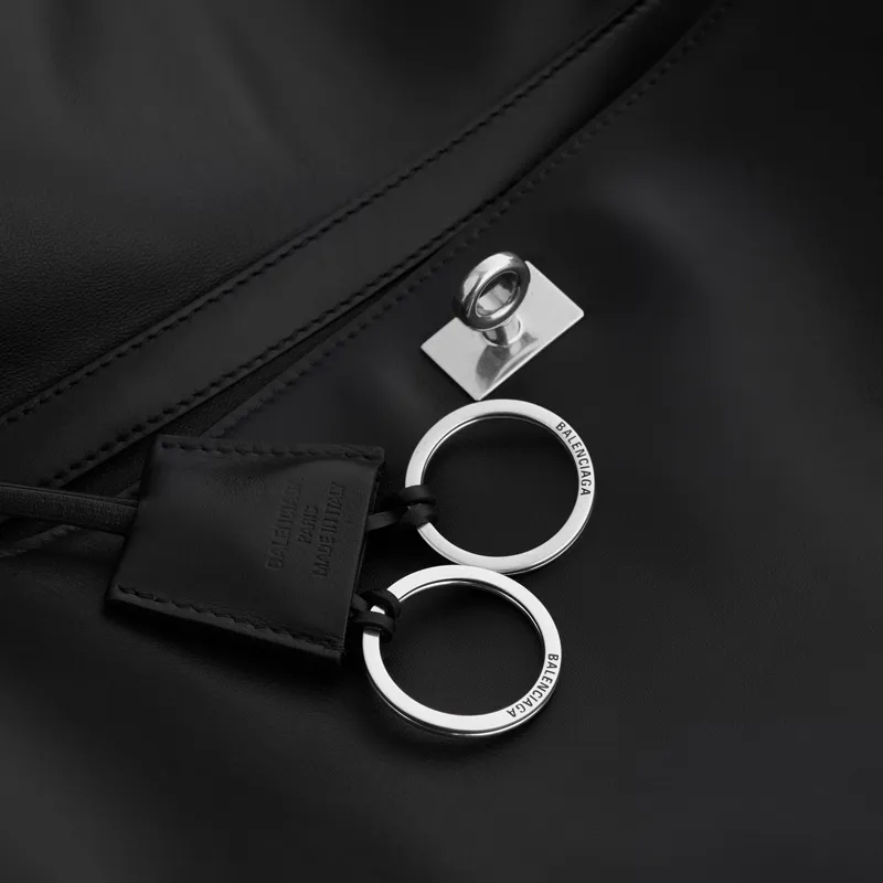 Balenciaga Calfskin Shoulder Bag Men's Black-5