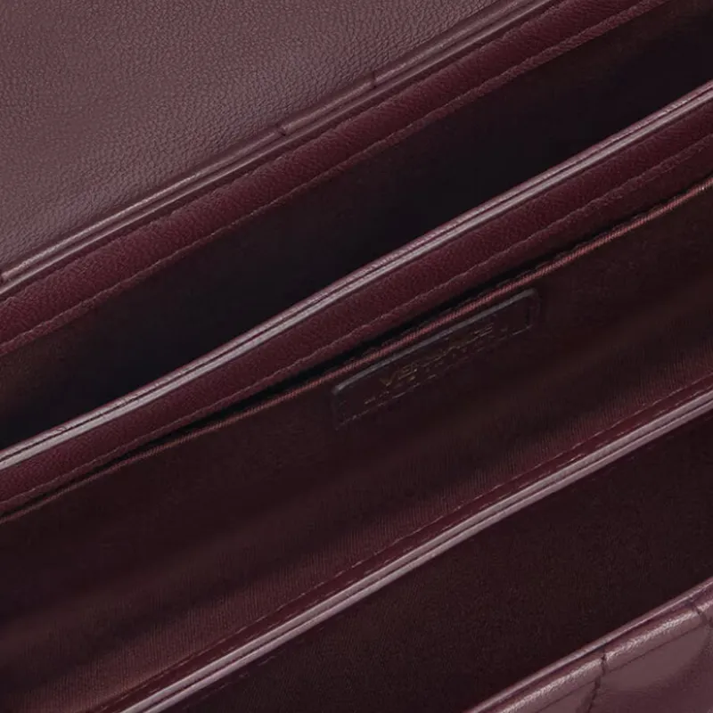 FANSIZHE Kleio Lambskin Shoulder Bag Women's Burgundy Red-4