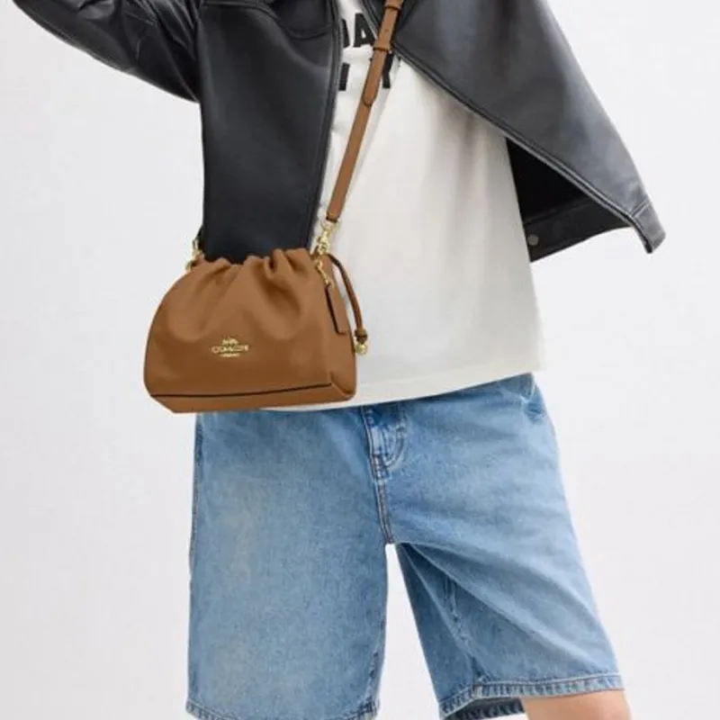 COACH Faye Cow Leather Shoulder Bag Trumpets Women's Honeys Brown-3