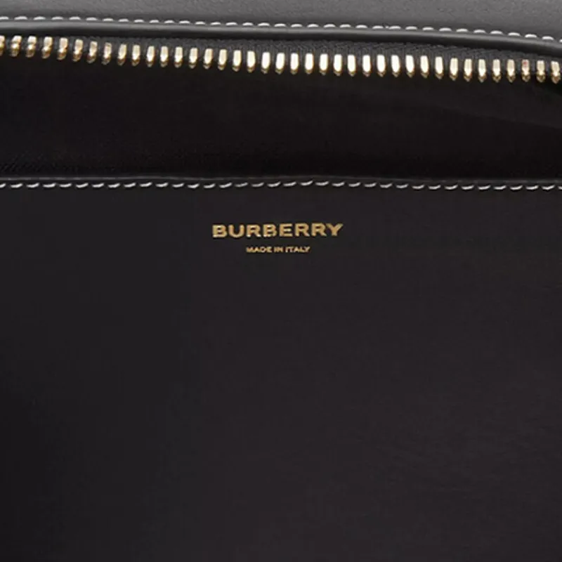 Burberry Cube Cotton Canvas Handbag Regular Women's Black/Bright Red-4