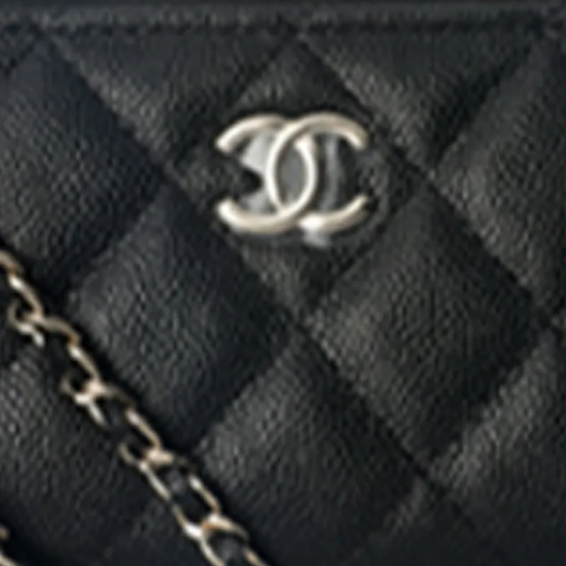 CHANEL 21K Winter Grain Calfskin Card Holder, Coin Purse, Shoulder Bag, Crossbody Bag Unisex Black-7