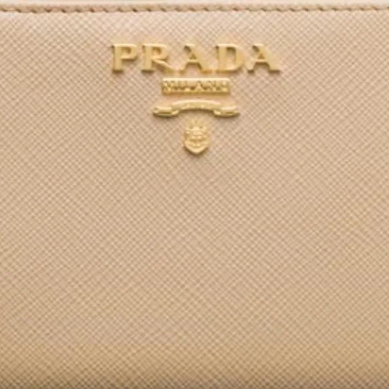 PRADA Saffiano Calfskin Wallet Trumpets Women's Sand With Caramel-4