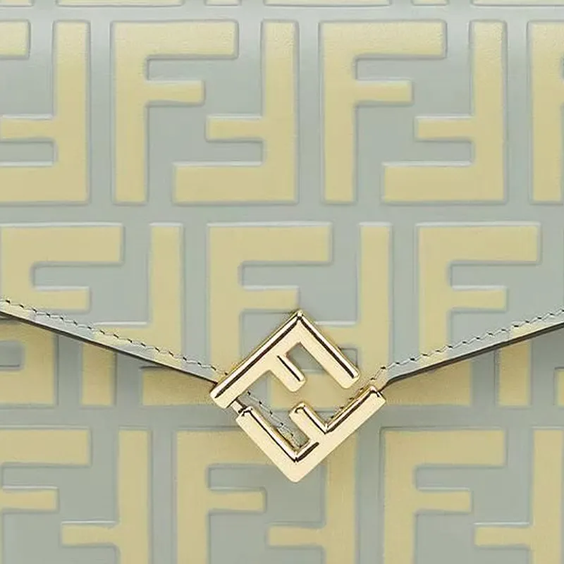 FENDI FF Diamonds Series Calfskin Crossbody Bag Women's Green-4