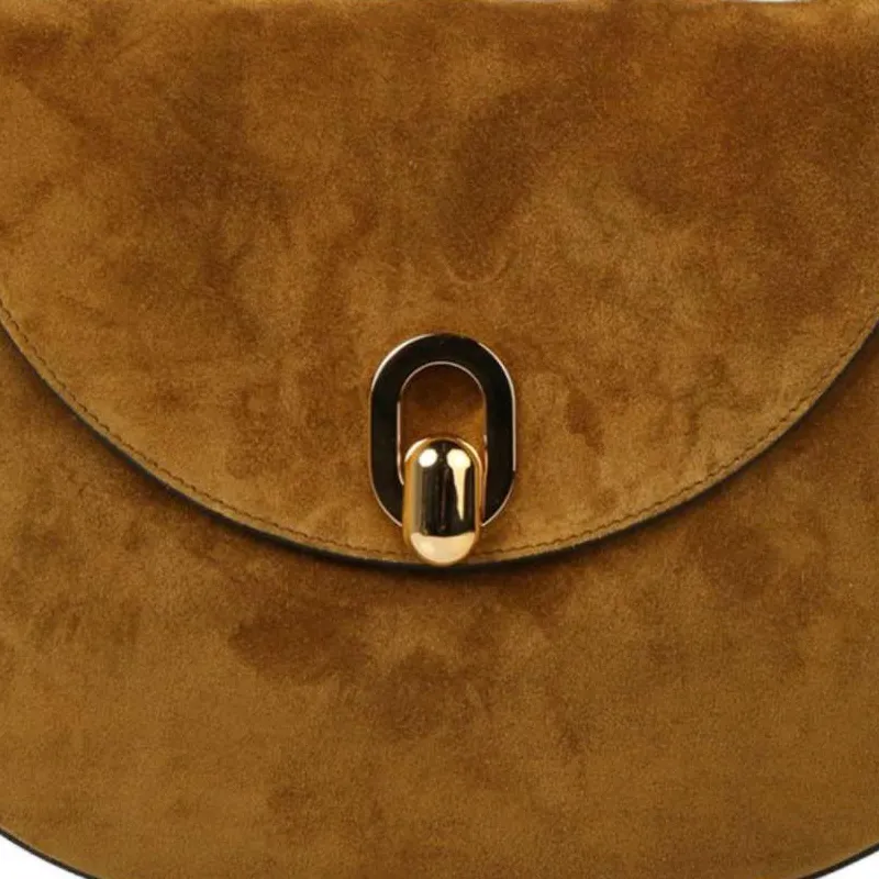 SAVETTE Calfskin HOBO Shoulder Bag Small Size Women's Dark Umber-3