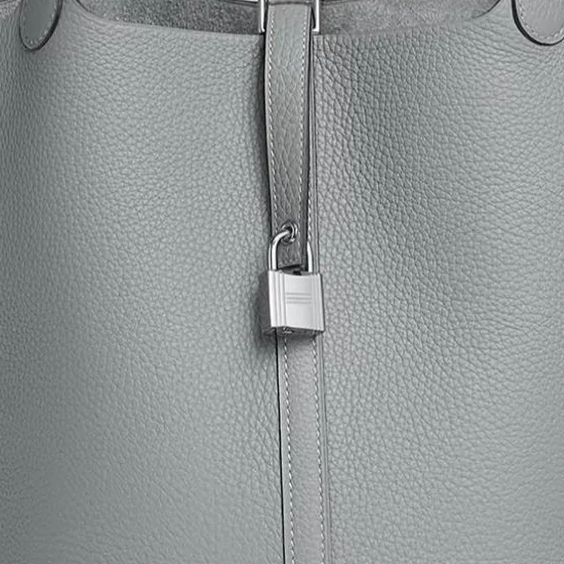 HERMES Picotin Lock Little Bull Leather Basket Bag, Bucket Bag, Handbag Women's Puppet Gray-3