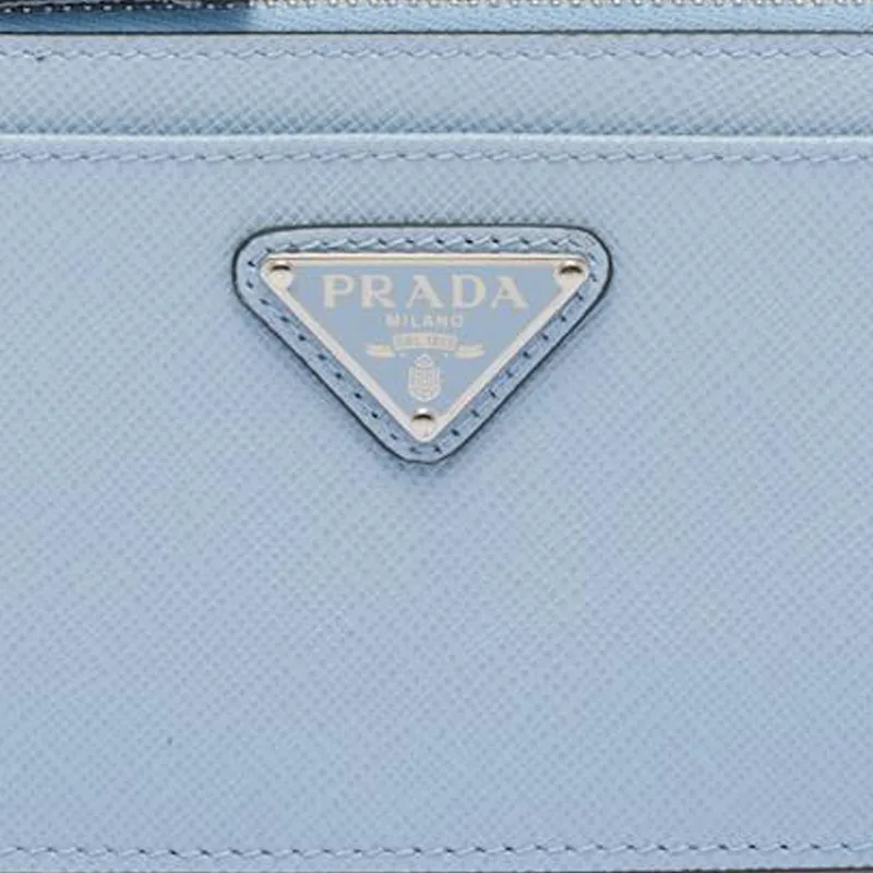 PRADA Saffiano Leather Card Holder Card Holder Men's Light Blue-4