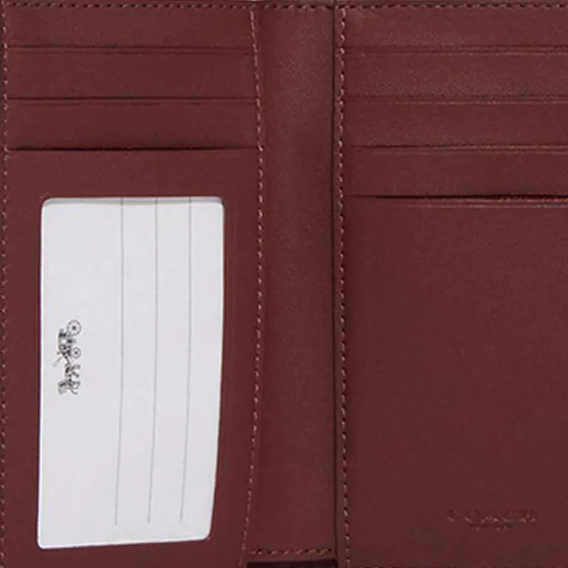 COACH Grace Coated Canvas With Leather Clutch Wallet Medium Size Women's Brown & Burgundy-4