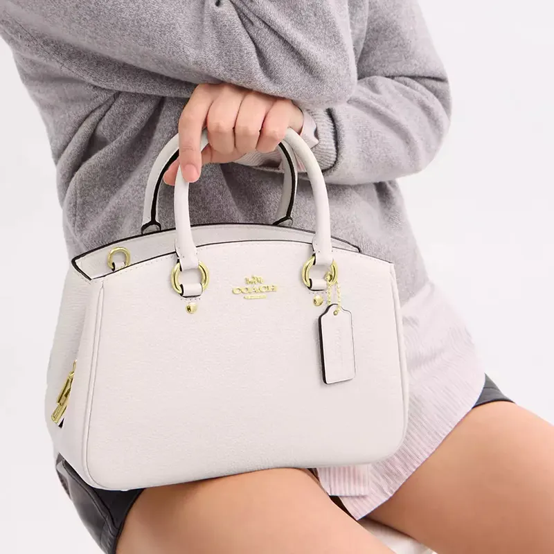 COACH Pebbled Leather Tote Bag, Shopping Bag, Shoulder Bag, Handbag Small Size Women's White-7