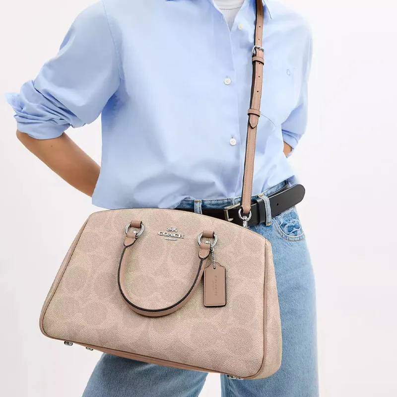 COACH Coated Canvas Tote Bag, Shopping Bag, Shoulder Bag, Handbag Tubas Women's Sand-4