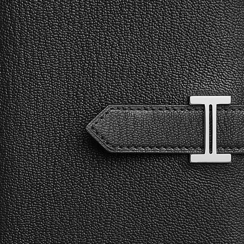 HERMES Bearn Chevre Mysore Goatskin Wallet Women's 89 Noir Black-2