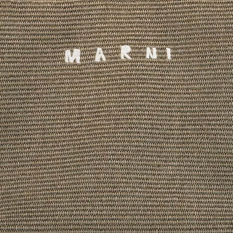 MARNI Logo Embroidered Raffia Top Handle Tote Bag-4