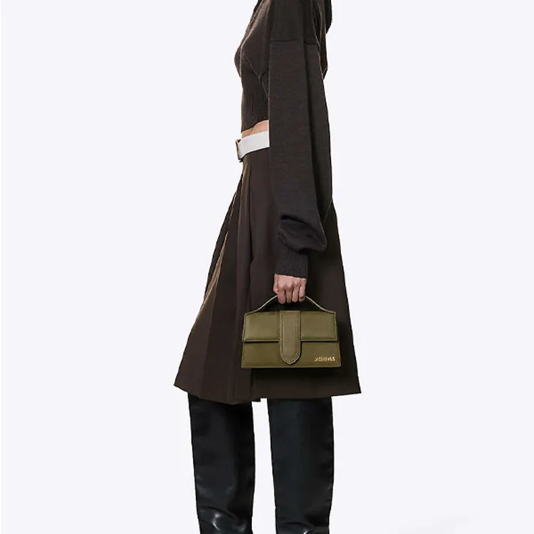 Jacquemus Le Bambino Cow Leather Shoulder Bag Crossbody Bag Handbag Small Size Women's Dark Khaki-4