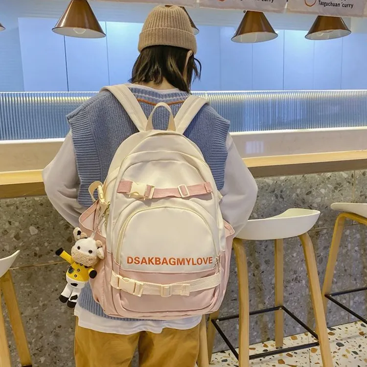 NOMK Nylon Backpack Regular Unisex Yellow/Black/Pink/Green-11