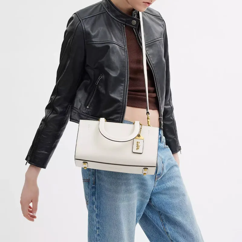COACH Rogue Glove Tanning Shoulder Bag Crossbody Bag Handbag Medium Size Women's White-7