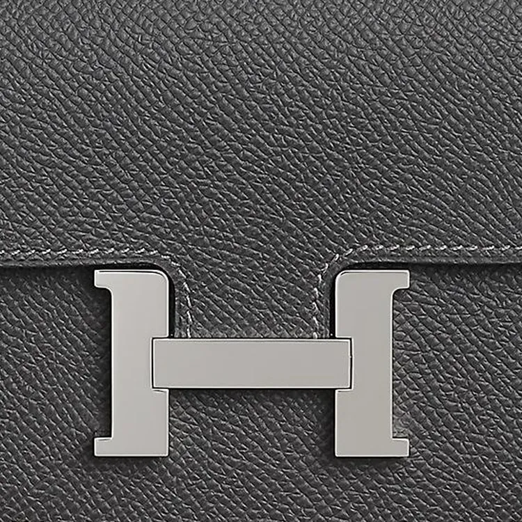 HERMES Constance Slim Epsom Calfskin Wallet Women's 88 Graphite Gray-3