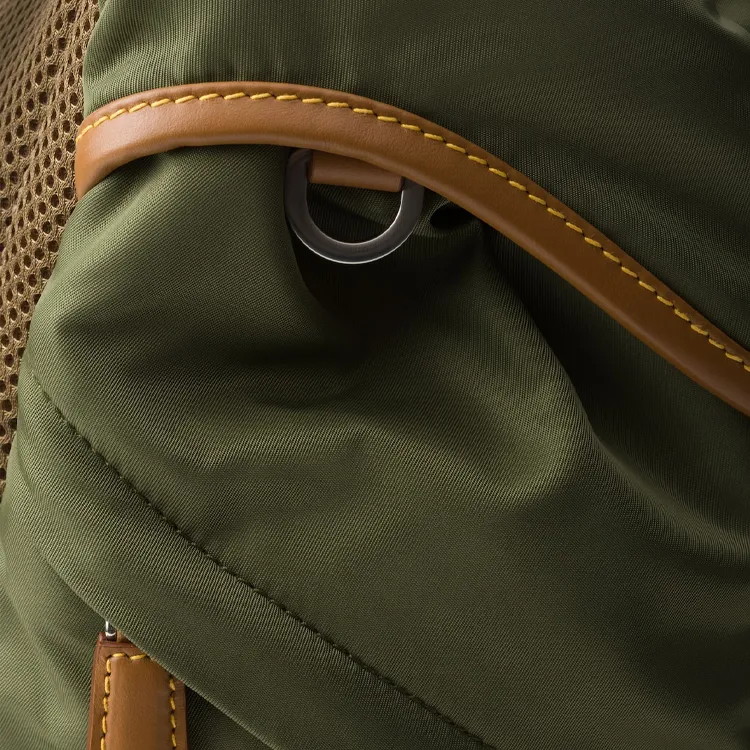 PRADA Recycled Nylon Backpack Men's Army Green & Caramel-5