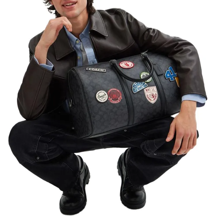 COACH Venturer Artificial Leather Travel Bag Men's Black Gray Color-3