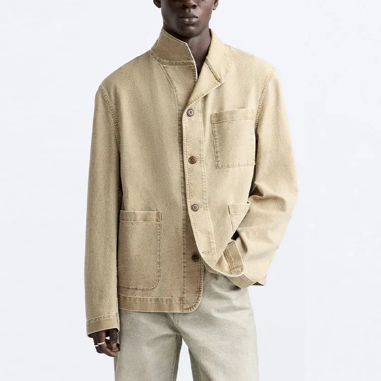 ZARA Jackets Coats Men's Yellow Khaki-2