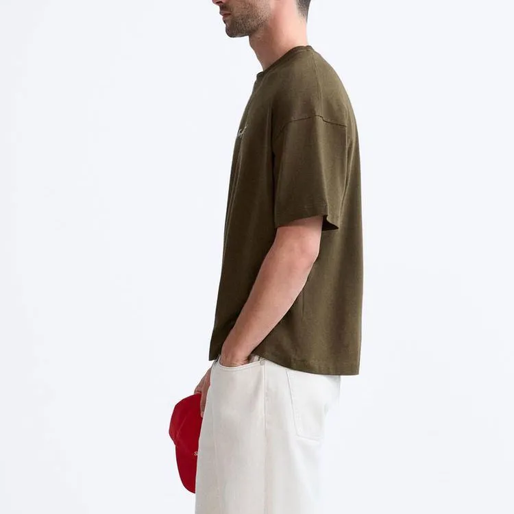 ZARA T-Shirts Men Olive Green-3