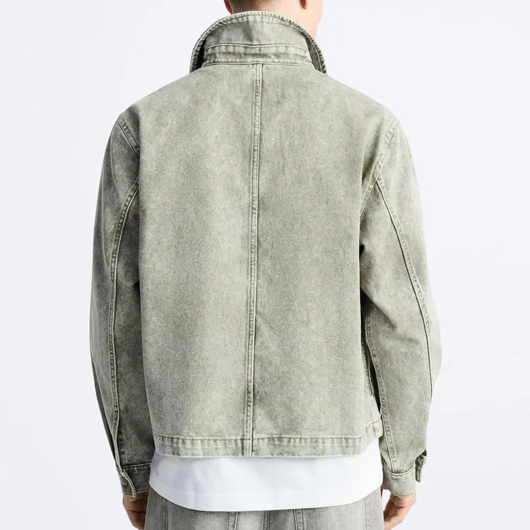 ZARA Denim Jacket Men's Gray Green-3