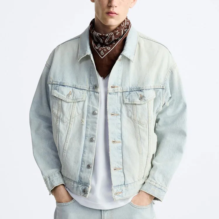ZARA Denim Jacket Men's Light Blue-2