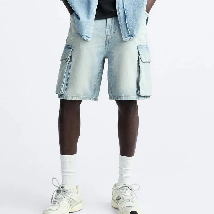 ZARA Denim Shorts Men Blue-3