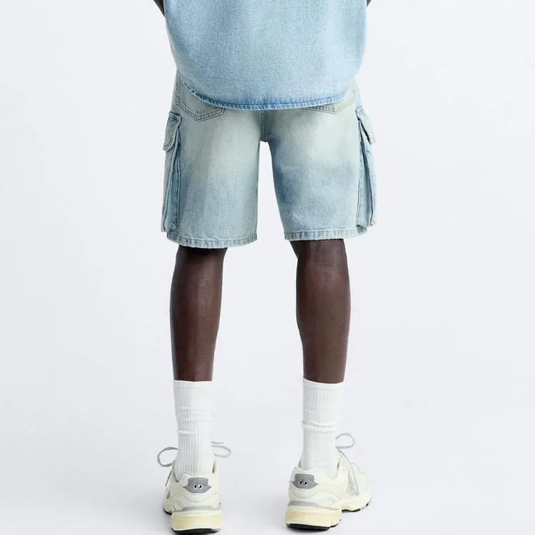 ZARA Denim Shorts Men Blue-2