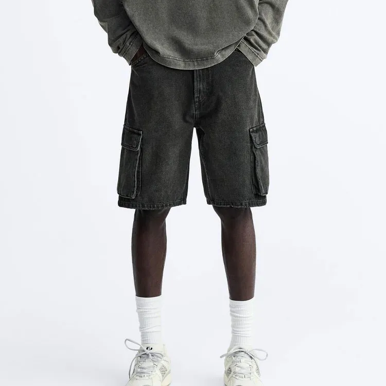 ZARA Denim Shorts Men Black-2