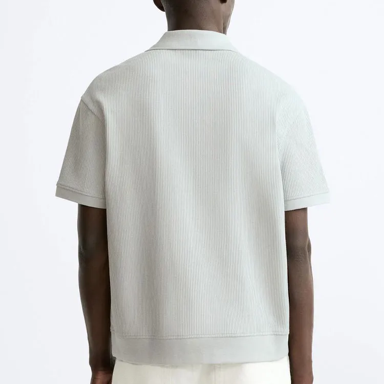 ZARA Polo Shirt Men's Light Sky Blue-3