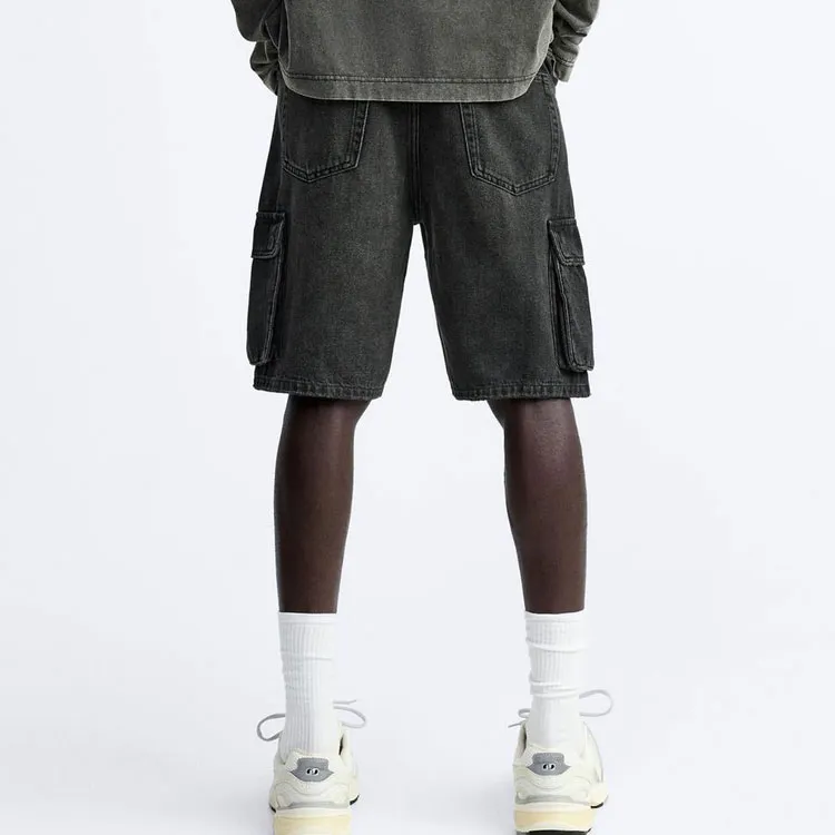 ZARA Denim Shorts Men Black-3