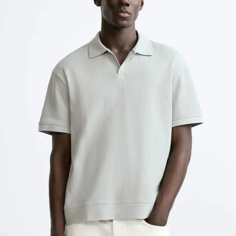 ZARA Polo Shirt Men's Light Sky Blue-2