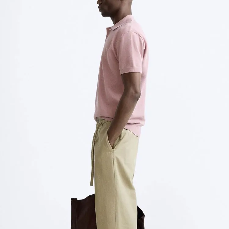 ZARA Polo Shirts Men Pink-4