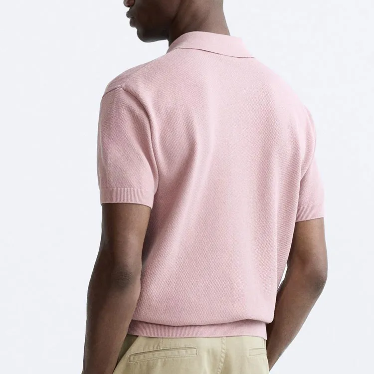 ZARA Polo Shirts Men Pink-3