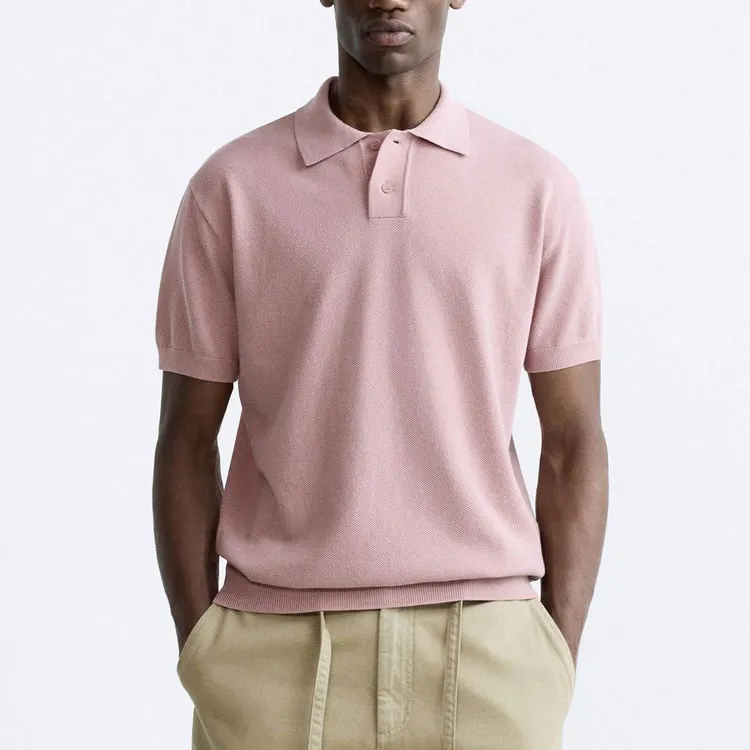 ZARA Polo Shirts Men Pink-2