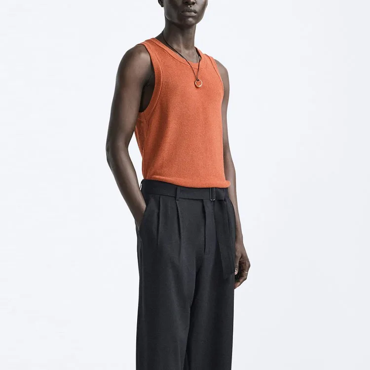 ZARA Tank Tops Men's Stripe/orange-3