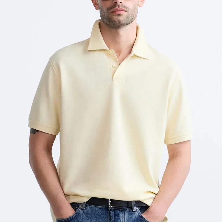 ZARA Polo Shirt Men's Light Yellow-2