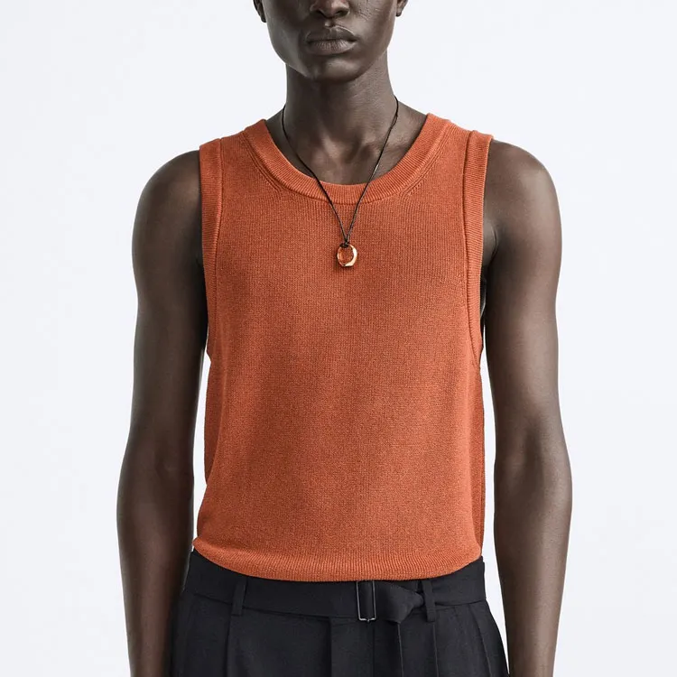 ZARA Tank Tops Men's Stripe/orange-1
