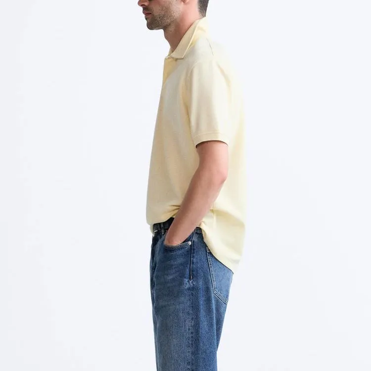 ZARA Polo Shirt Men's Light Yellow-4