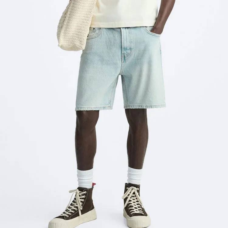 ZARA Denim Shorts Men's Light Blue-2