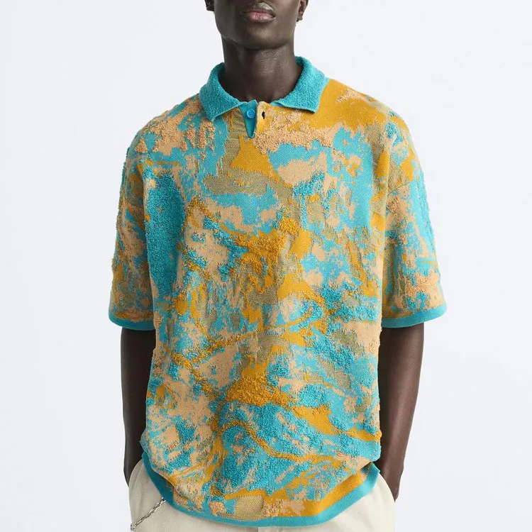 ZARA Polo Shirt Men's Turquoise-2