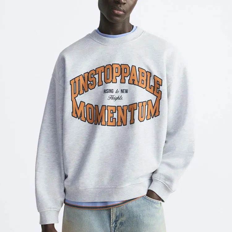 ZARA Sweatshirt Men's Zebra Print Gray-2